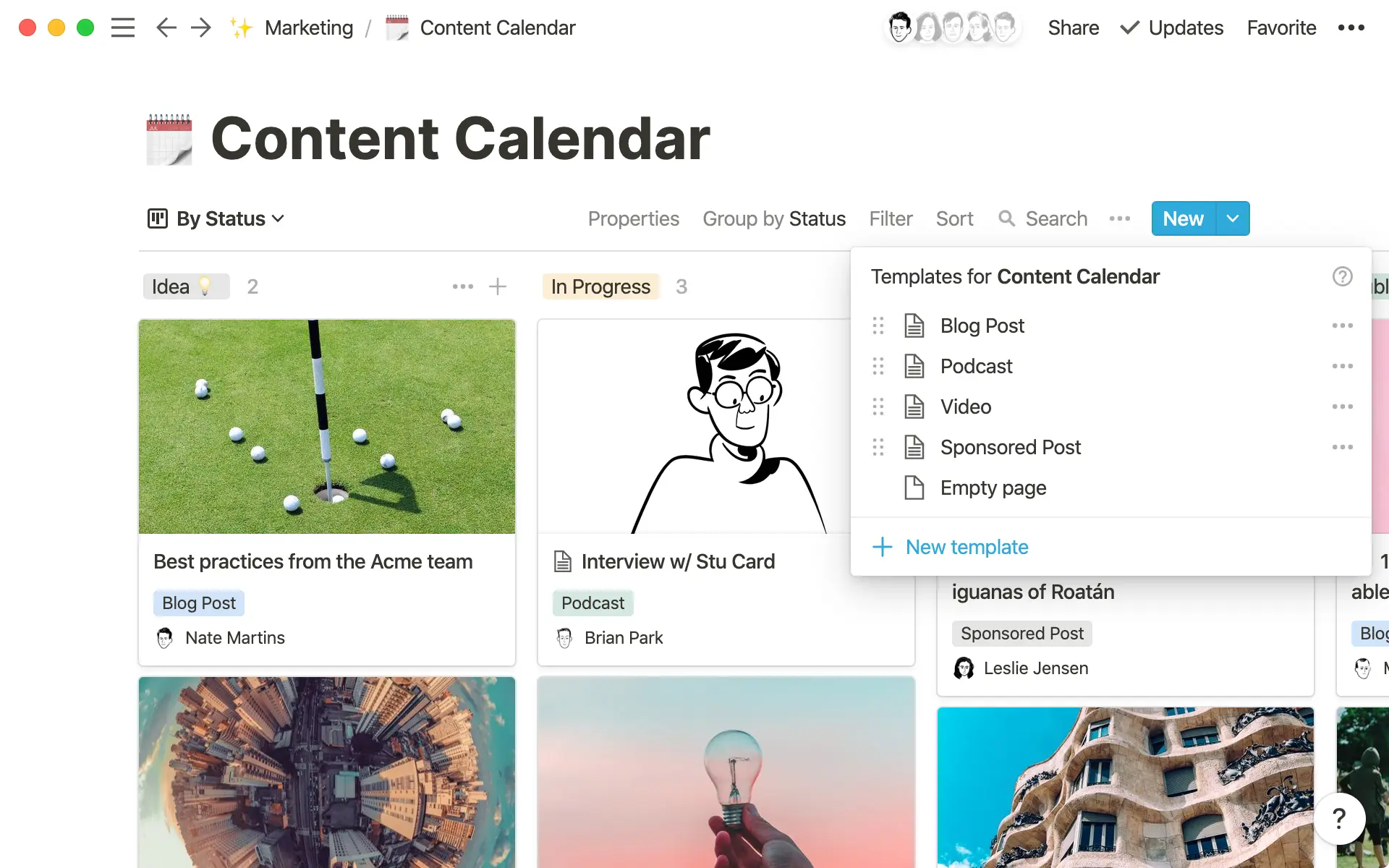 Create a template for each type of content your team is making.