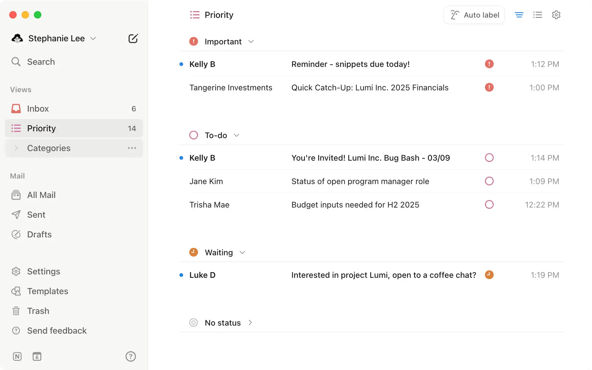 Notion Mail priority