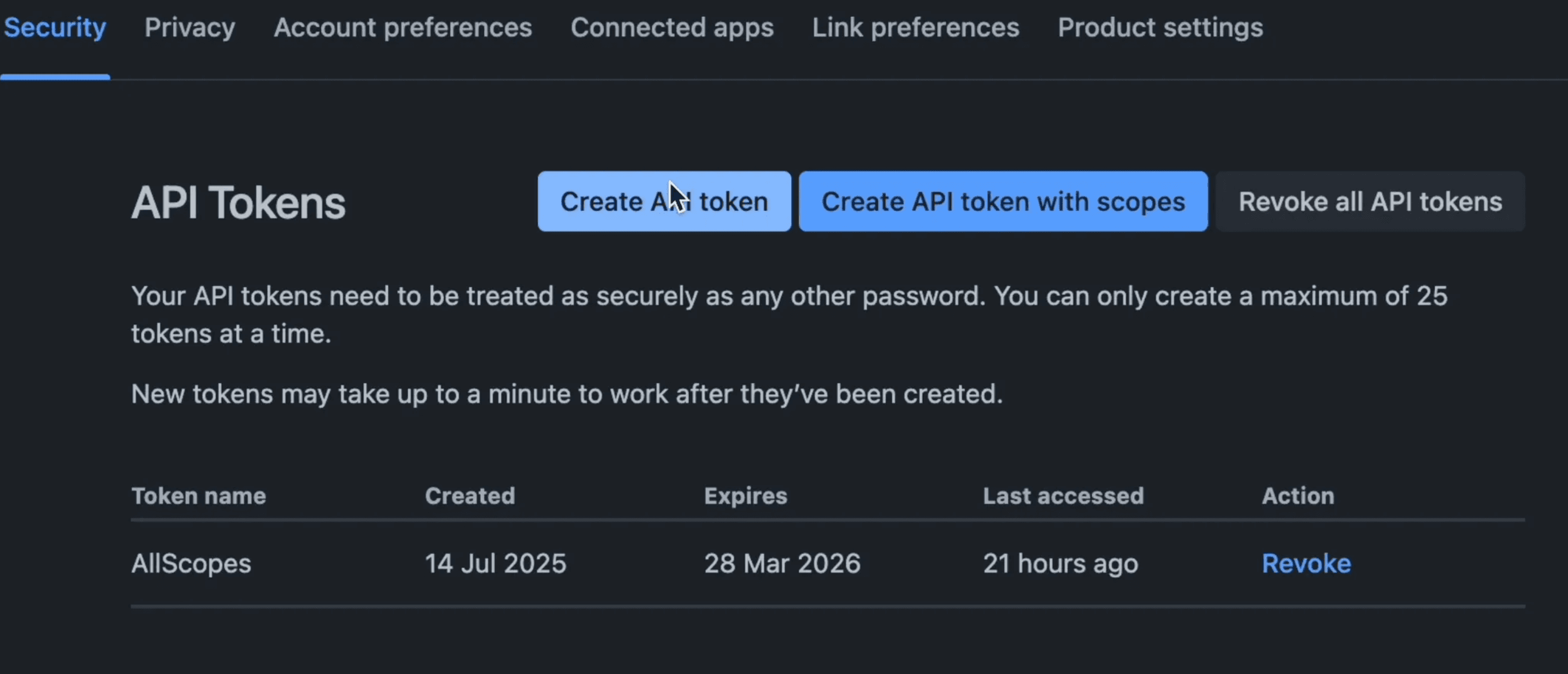 hc: create api token jira